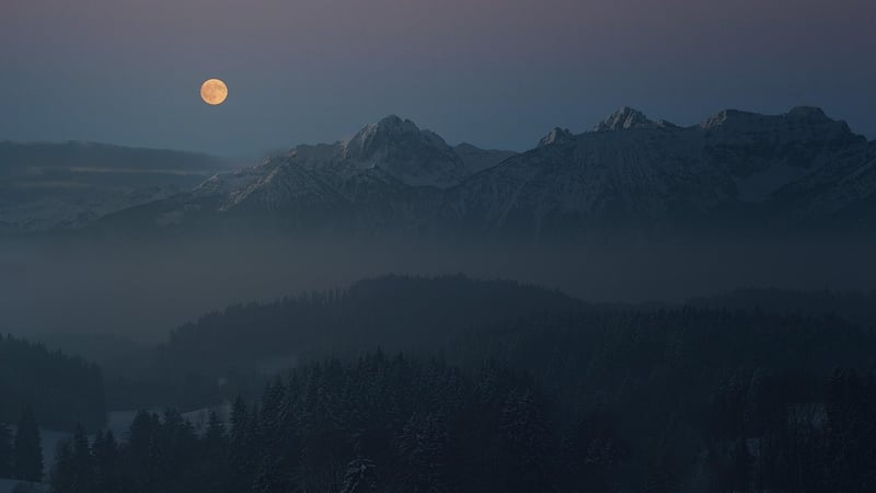 Fantasy Landscape with Castle and Moon